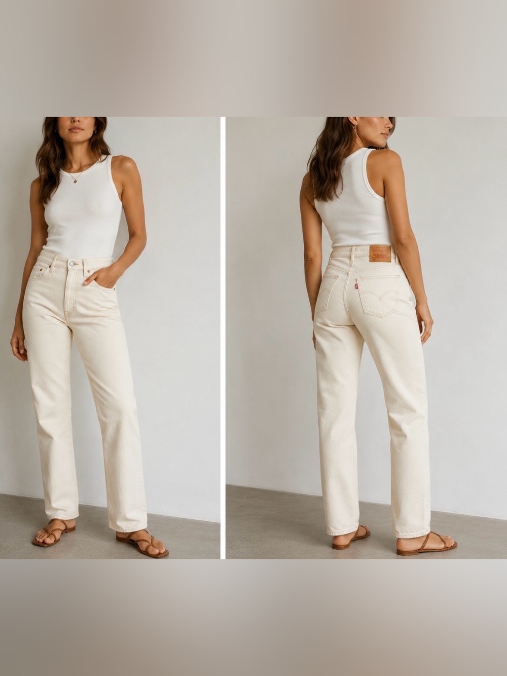 Levi’s 501 Original Fit Jeans 26x30 Cream Ecru Straight Leg Button Fly NWT